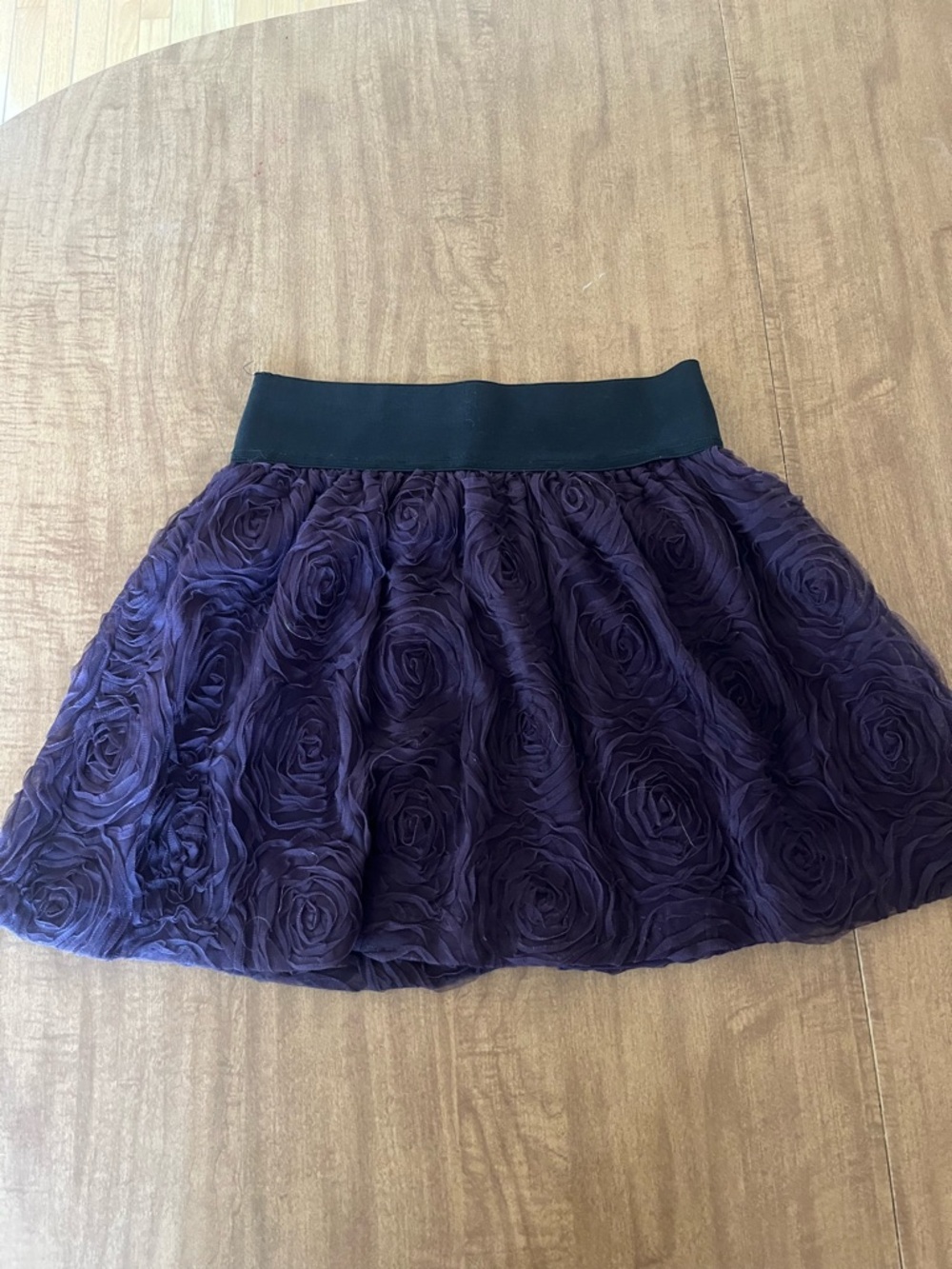 Women's Purple Rosette Skirt - Elegant Floral A-Line